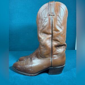 Dan Post Brown Leather Pull On Western Cowboy Boots Mens Size 11